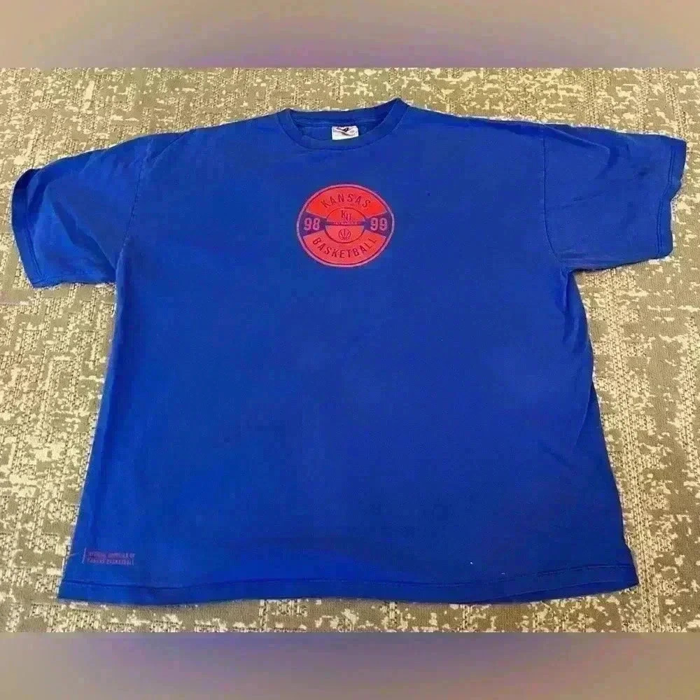 Kansas Jayhawks Nike 98-99 T Shirt Men’s size XXL color Blue Flaws